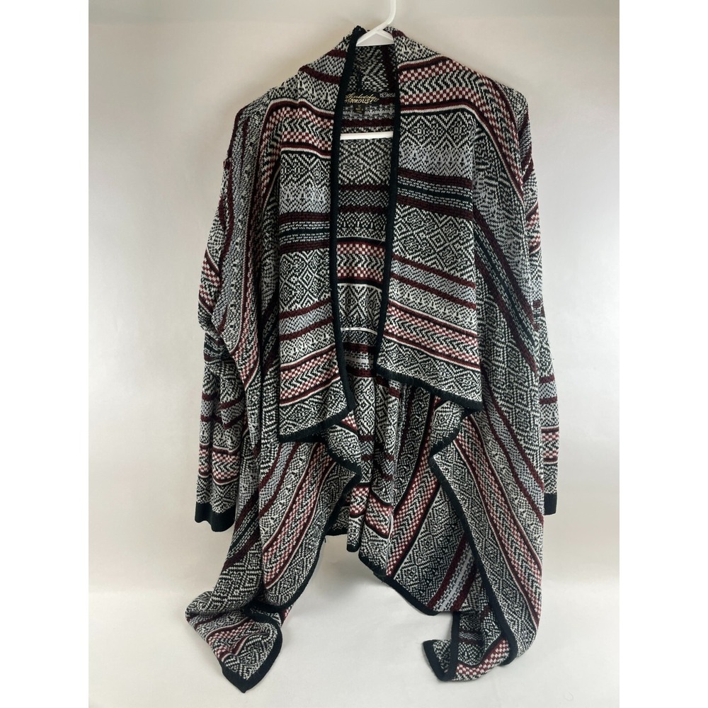Absolutely Fabulous Sweater Women's Size XL Gray Open Cardigan Aztec Stripe Knit